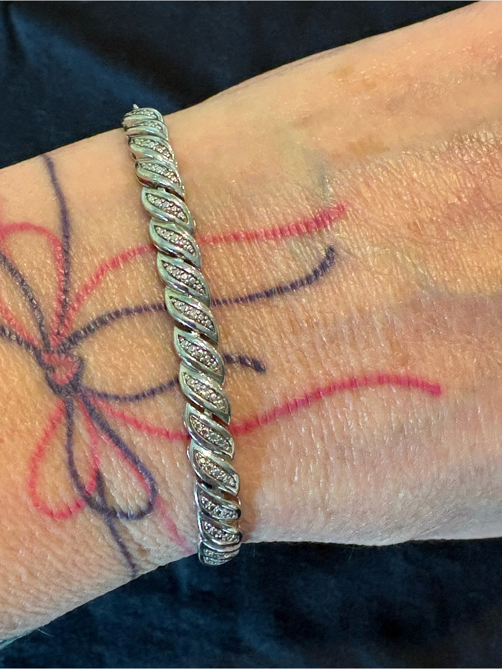 Kay Jewelers Silver Twisted Pavé Rope Bracelet - Silver